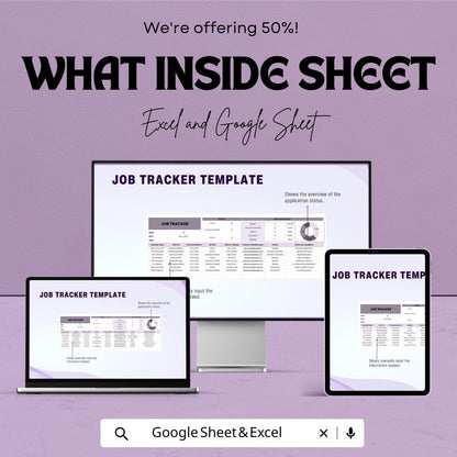 Job Tracker Sheet | Google Sheets | Job Application Tracker | Progress Status & Notes | HR Tool | Editable Template | Instant Download