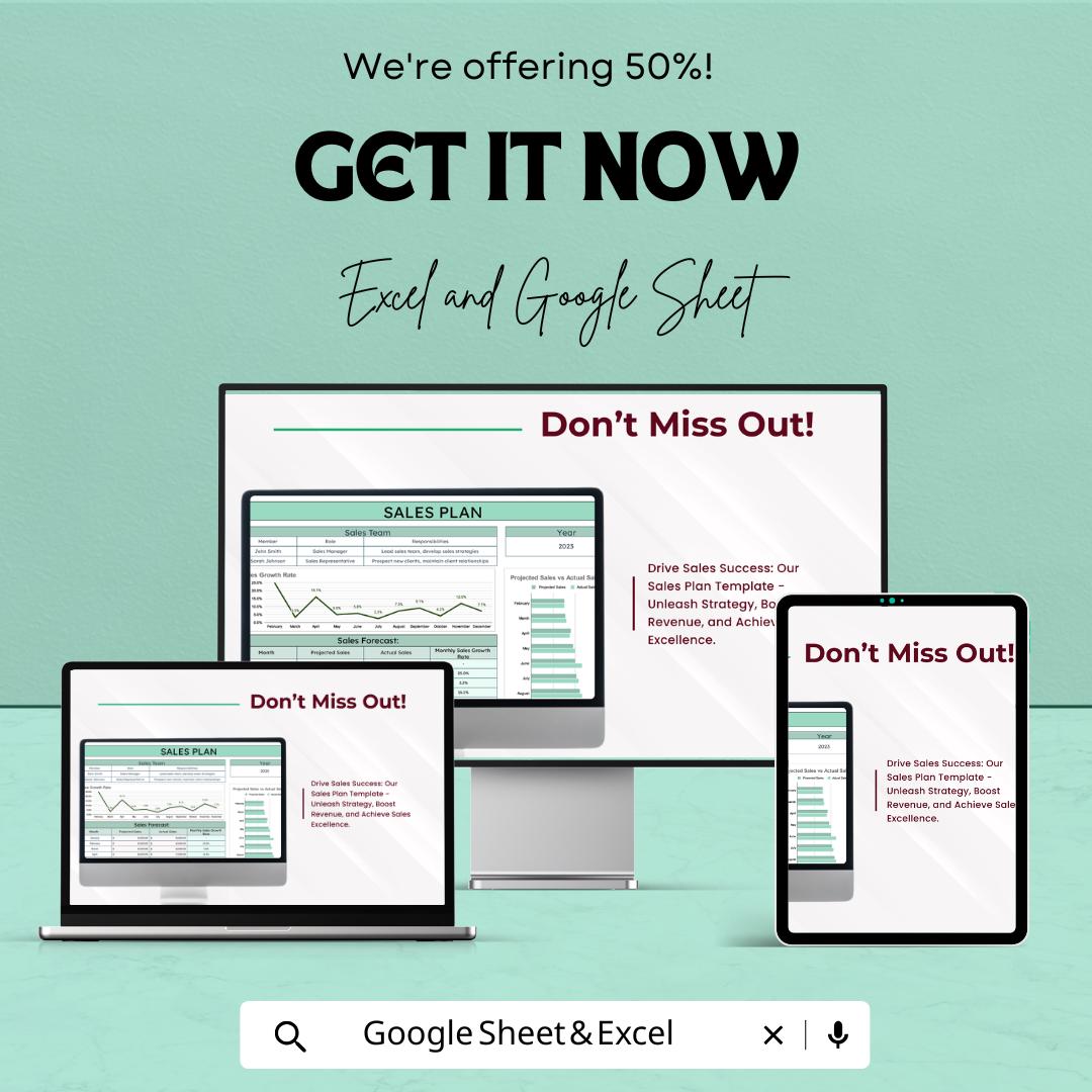 Sales Plan Template | Sales Forecast Dashboard | Sales Team Planning Template | Revenue Planning Spreadsheet
