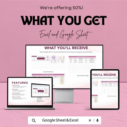 Event Schedule Template | Event Planning Spreadsheet | Google Sheets Event Planner | Excel Event Management Template |