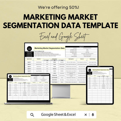 Marketing Market Segmentation Data Template | Customer Segmentation Spreadsheet | Audience Profiling Template | Excel Market Segmentation
