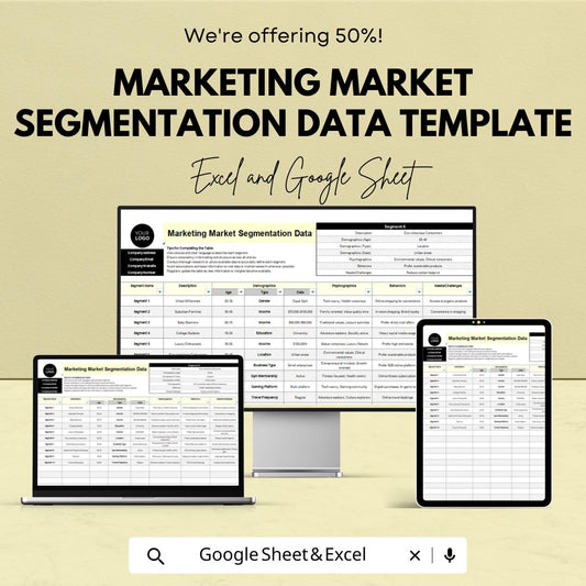 Marketing Market Segmentation Data Template | Customer Segmentation Spreadsheet | Audience Profiling Template | Excel Market Segmentation