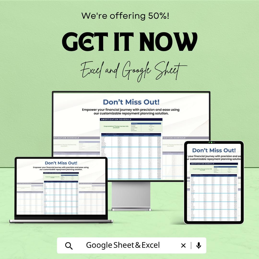 Home Amortization Schedule Template | Loan Payment Tracker | Mortgage Calculator Sheet | Excel & Google Sheets