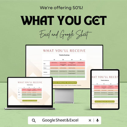 Sample Timeline Roadmap Sheet | Sales Planning Template | Quarterly Sales Strategy | Customizable Excel & Google Sheet | Instant Download