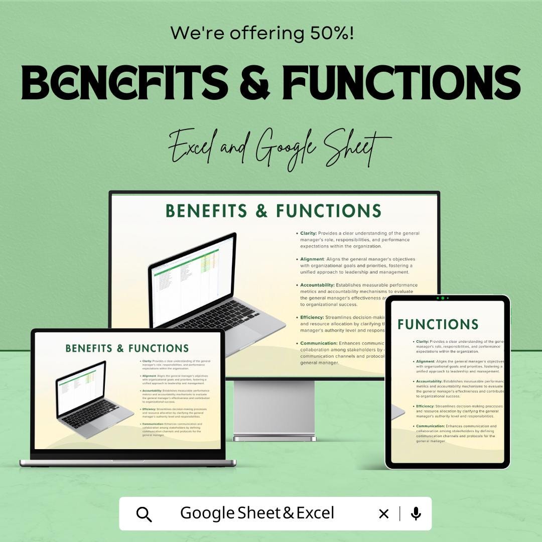 General Manager Statement of Work Template for Excel & Google Sheets – 50% Off – Professional Work Tracker for Managers
