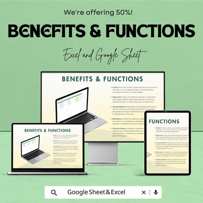 General Manager Statement of Work Template for Excel & Google Sheets – 50% Off – Professional Work Tracker for Managers