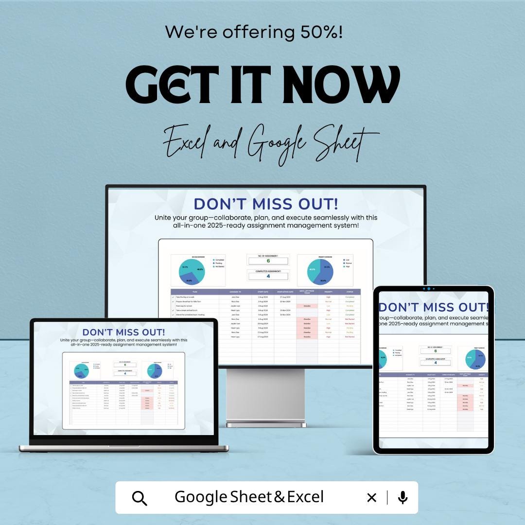 Group Assignment Template | Student Project Tracker | Task Planner Spreadsheet | Gantt Chart & Budget Tracker | Team Project Dashboard