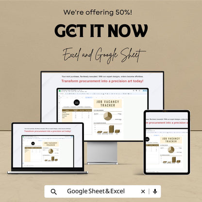 Job Vacancy Tracker HR Sheet | Excel & Google Sheets | Recruitment Dashboard | Hiring Tracker | Editable Template | Instant Download
