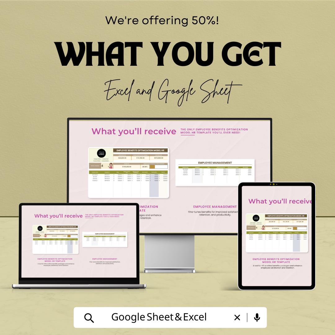 Employee Benefits Optimization Template Excel, HR Compensation Model, Benefits Cost Calculator, Payroll Analysis Spreadsheet