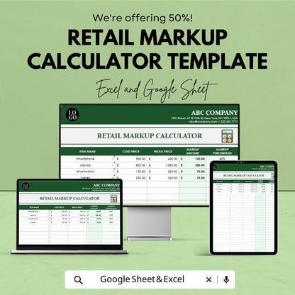 Retail Markup Calculator Template | Pricing Spreadsheet | Profit Margin Calculator | Product Pricing Tool | Excel & Google Sheets