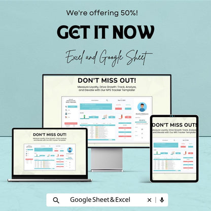 Sales Net Promoter Score Tracker Template | NPS Tracker Spreadsheet | Customer Satisfaction Tracker | Excel and Google Sheet NPS Template |