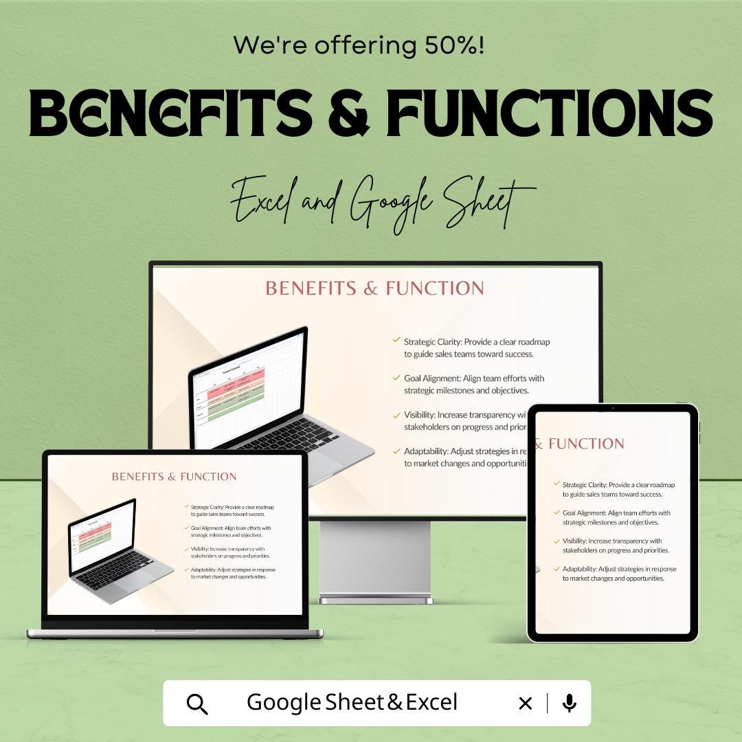 Sample Timeline Roadmap Sheet | Sales Planning Template | Quarterly Sales Strategy | Customizable Excel & Google Sheet | Instant Download