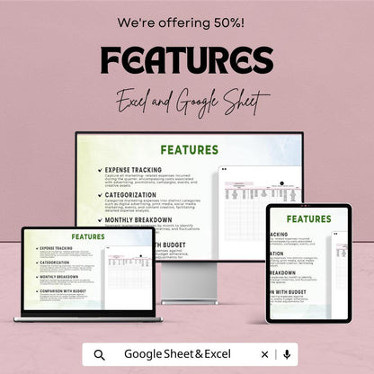 Marketing Quarterly Expense Report Template, Marketing Budget Tracker, Excel & Google Sheets Expense Dashboard, Quarterly Finance Report
