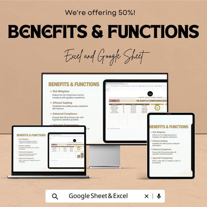 HR Audit and Compliance Scorecard Template | HR Compliance Tracker | Audit Checklist | Excel & Google Sheets HR Template