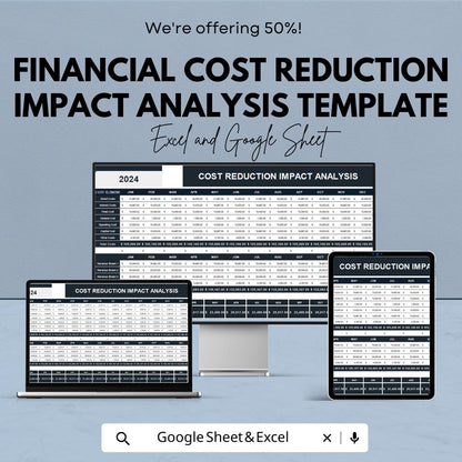 Financial Cost Reduction Impact Analysis Template | Cost Reduction Spreadsheet | Expense Impact Analysis