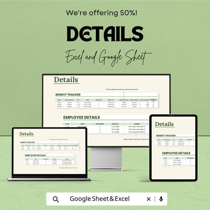 IT Employee Benefits Tracking Sheet | HR Benefits Tracker | Employee Benefits Spreadsheet | HR Management Tool | Staff Benefits Planner