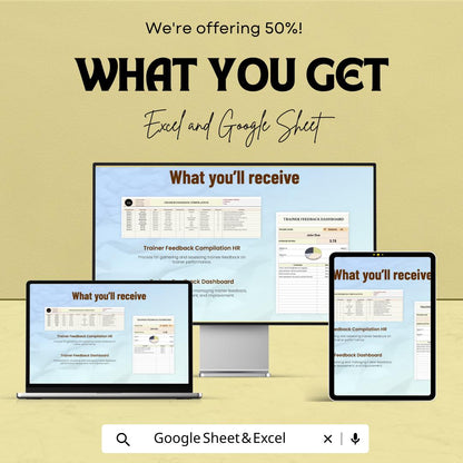 Trainer Feedback Compilation HR Sheet | Excel & Google Sheets | Employee Evaluation Tracker | Performance Dashboard Template