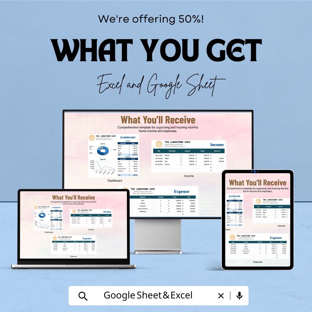 Monthly Home Budget Template | Home Budget Spreadsheet | Excel & Google Sheets Monthly Expense Tracker | Household Budget Planner