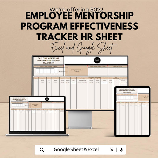 Employee Mentorship Program Effectiveness Tracker HR | Google Sheet | Track Mentorship Progress & Results | HR Tool for Employee Development