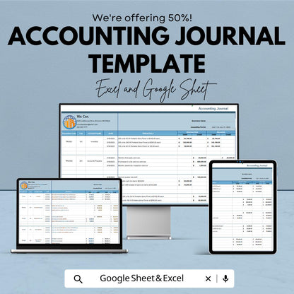 Accounting Journal Template | Bookkeeping Journal Sheet | Debit Credit Tracker | Business Accounting Spreadsheet