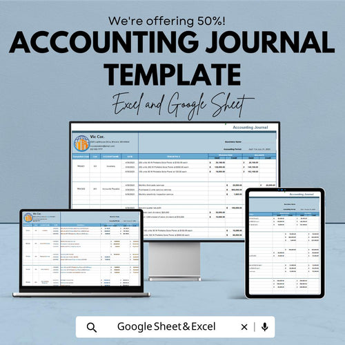 Accounting Journal Template | Bookkeeping Journal Sheet | Debit Credit Tracker | Business Accounting Spreadsheet