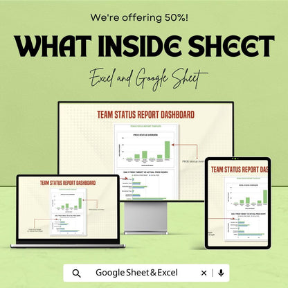 Team Status Report Dashboard | Excel and Google Sheet | Productivity Tracker | Task Status Overview | Digital Download Template