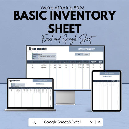 Basic Inventory Sheet Template | Excel & Google Sheets | Inventory Management Tool
