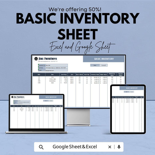 Basic Inventory Sheet Template | Excel & Google Sheets | Inventory Management Tool