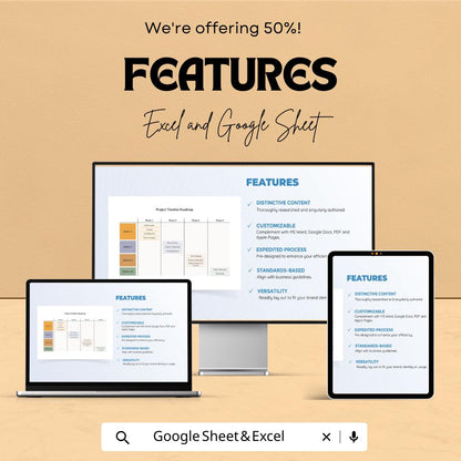 Project Timeline Roadmap Sheet - Google Sheets Template | Customizable Project Planner for Phases & Goals | Weekly Planner for Business