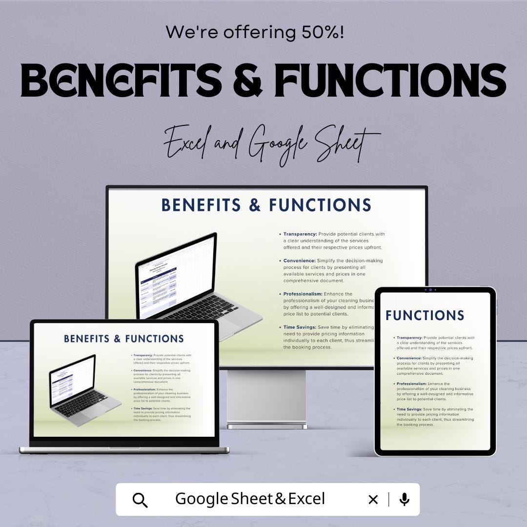 Sample Cleaning Service Price List Sheet - Excel & Google Sheets Template for Service Pricing and Estimates