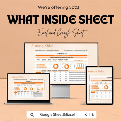 Transport and Logistics Marketing Trends Data Template | KPI Analytics Spreadsheet | Business Reporting Template
