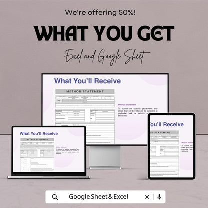 Method Statement Template | Editable Construction Work Method | Digital Safety Procedure Form | Project Planning Document