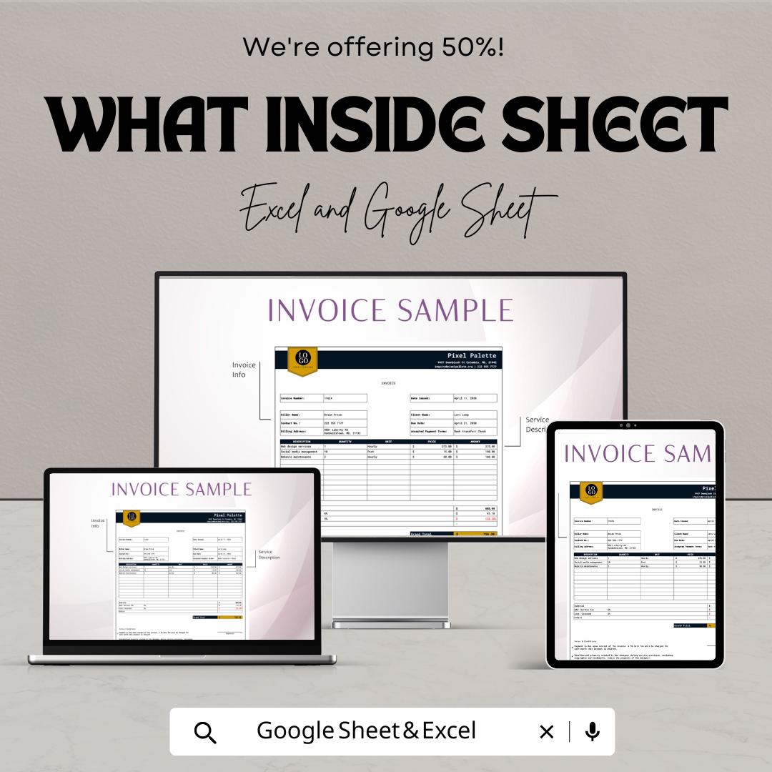 Invoice Sample Template | Business Invoice Format | Editable Billing Template | Service Invoice | Printable Excel Sheet