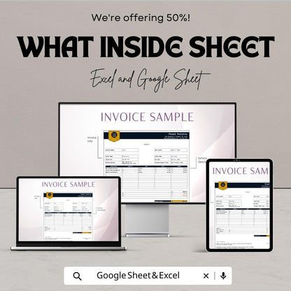 Invoice Sample Template | Business Invoice Format | Editable Billing Template | Service Invoice | Printable Excel Sheet