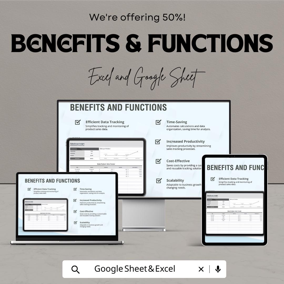 Sales Product-Wise Tracker Template | Excel & Google Sheet Sales Tracker | Product Sales Log | Inventory and Profit Tracker | Business Sales