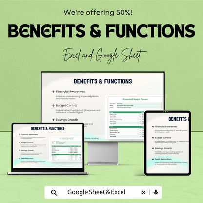 Household Budget Planner Sheet | Google Sheet | Financial Tracker for Budgeting, Expense & Savings Management | Family Budget Template