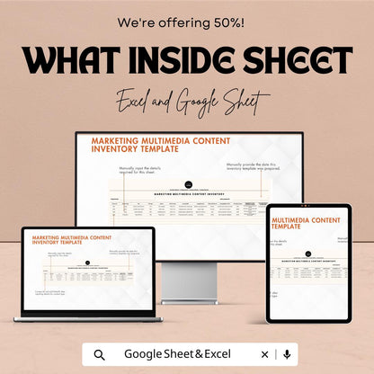 Marketing Multimedia Content Inventory Template | Content Asset Manager | Digital Asset Tracker | Marketing Content Organizer