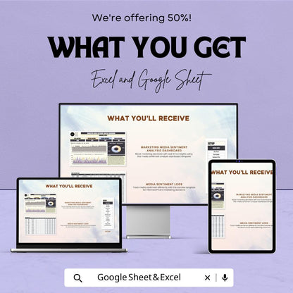 Marketing Media Sentiment Analysis Dashboard | Google Sheet | Track Mentions, Sentiment, and Media Metrics | Business Insights & Reporting
