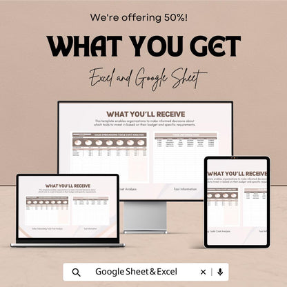 Sales Onboarding Tools Cost Analysis Template | Excel & Google Sheets | Sales Budget Planner | ROI Cost Tracking Spreadsheet