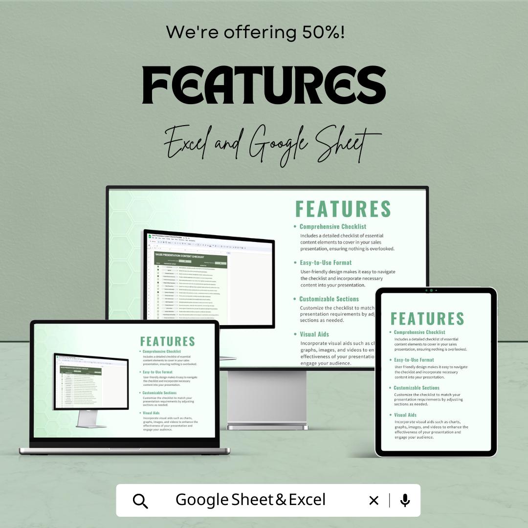Sales Presentation Content Checklist Template | Sales Pitch Planner | Presentation Planning Tool | Sales Meeting Checklist