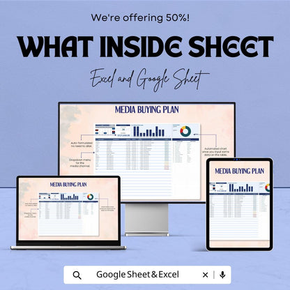 Media Buying Plan Template | Media Budget Tracker | Campaign Planning Spreadsheet | Marketing Strategy Sheet