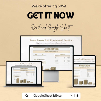 Accrued Expense Tracker Template - Excel & Google Sheets - Business Expense Management - Financial Template - 50% Off