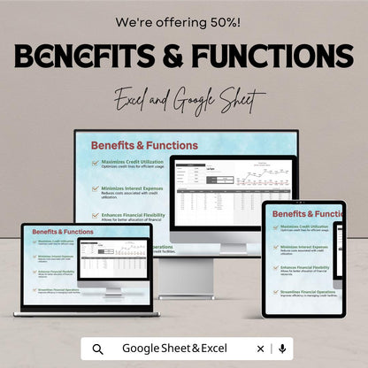 Finance Credit Line Optimization Template | Credit Utilization Tracker | Loan and Credit Management Spreadsheet | Financial Planner