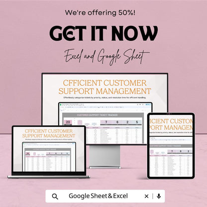 Customer Support Ticket Tracker Template | Help Desk Ticket System Spreadsheet | Customer Service Tracker | Support Ticket Log