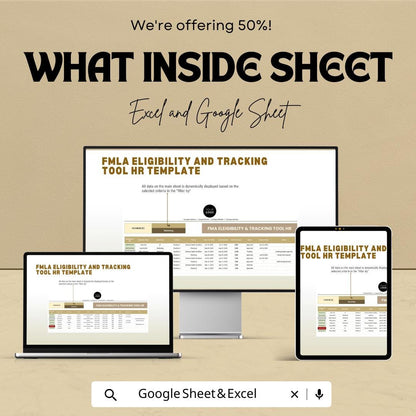 FMLA Eligibility and Tracking Tool HR Template | Employee Leave Tracker | Excel and Google Sheets HR Spreadsheet
