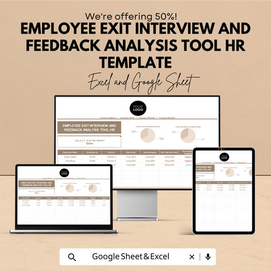 Employee Exit Interview and Feedback Analysis Tool HR Template | Exit Interview Dashboard | Employee Feedback Tracker