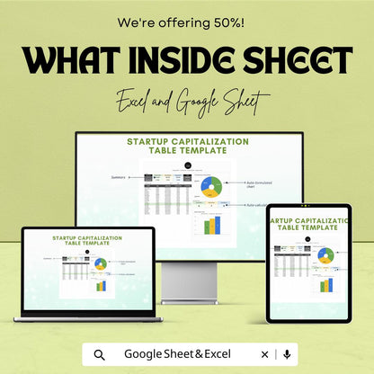 Startup Capitalization Table Template | Excel & Google Sheets | Cap Table Spreadsheet | Equity Ownership Tracker | Investor Shares Tool