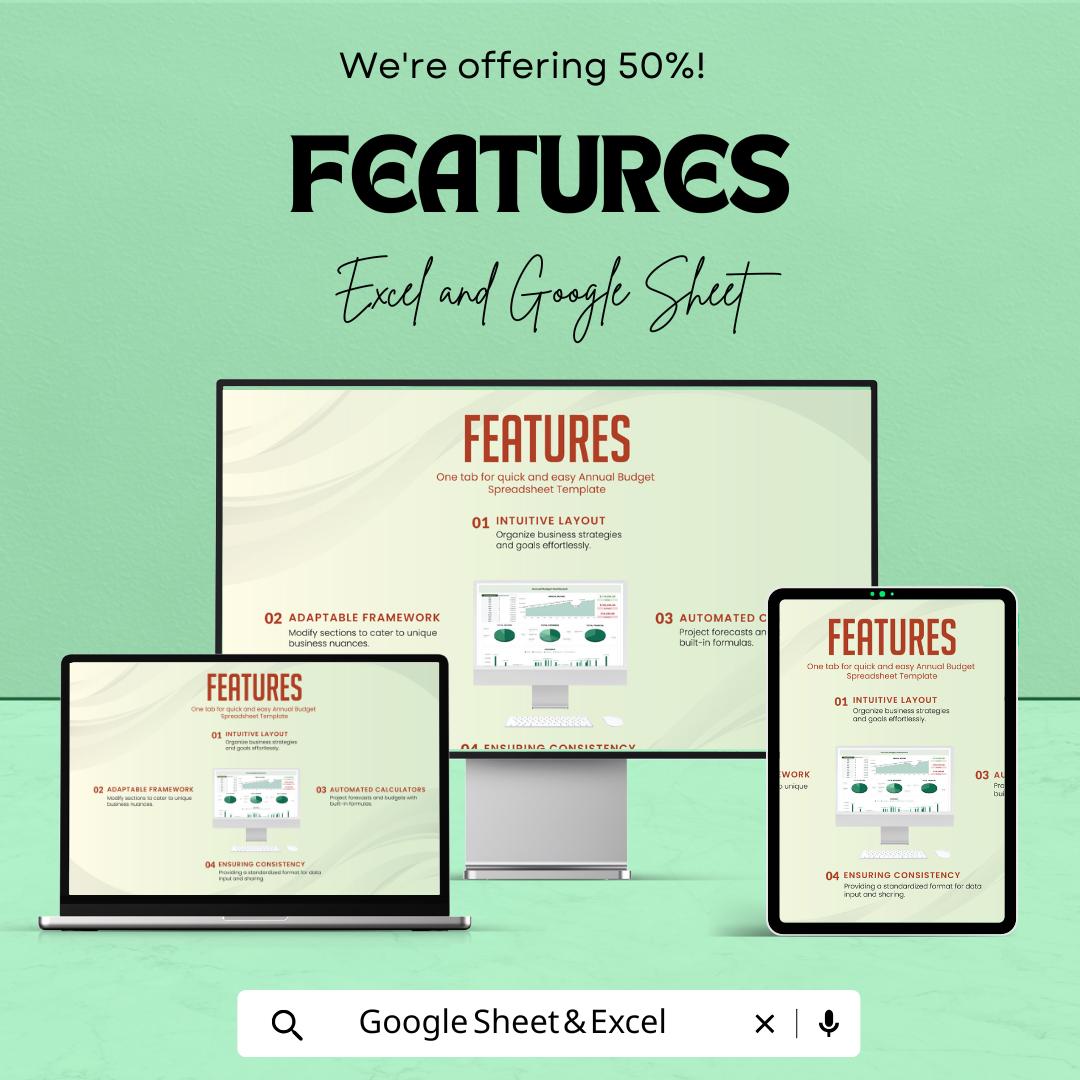 Annual Budget Spreadsheet Template | Excel & Google Sheets | Yearly Budget Planner | Expense Tracker Dashboard
