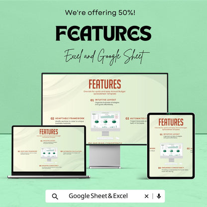 Annual Budget Spreadsheet Template | Excel & Google Sheets | Yearly Budget Planner | Expense Tracker Dashboard