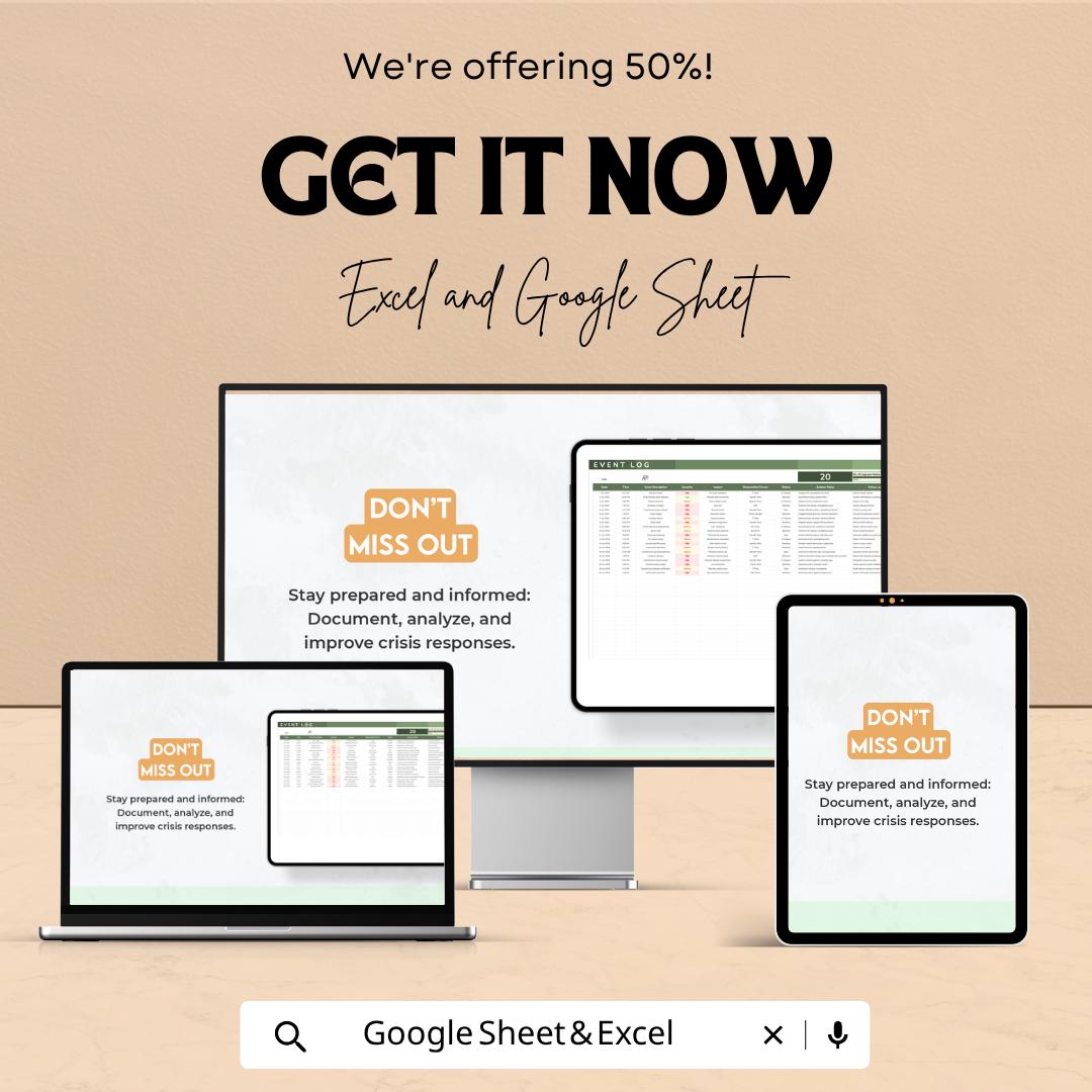 Crisis Event Log Template | Incident Tracker | Emergency Log Sheet | Risk Management Tracker | Incident Report Template