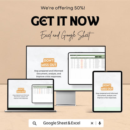 Crisis Event Log Template | Incident Tracker | Emergency Log Sheet | Risk Management Tracker | Incident Report Template